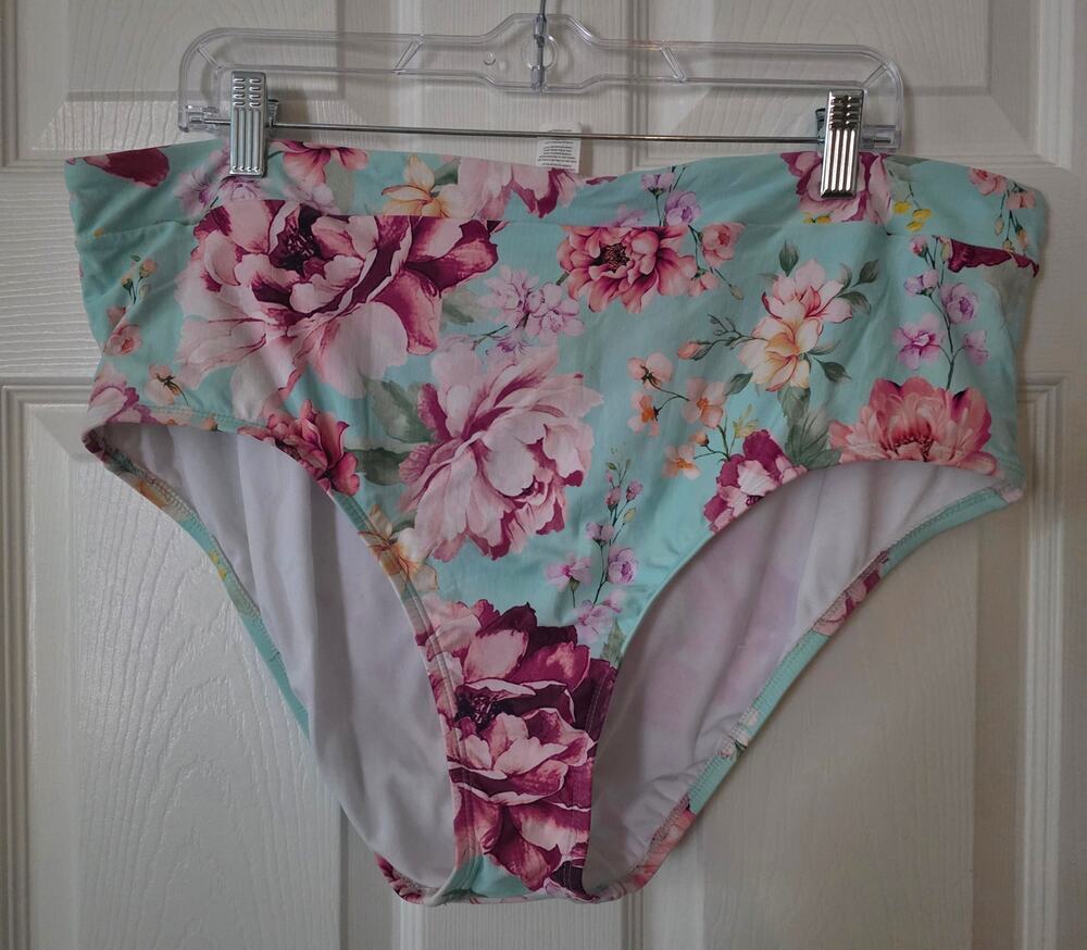 Freshwater Floral High Waist Bathing Suit Bottom Size XXL